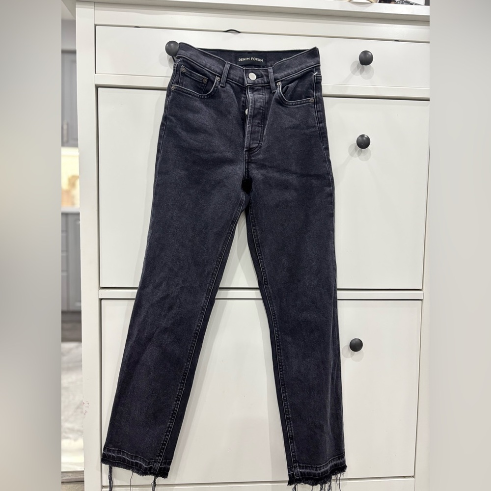 Denim Forum The Arlo High Rise Straight Black jeans